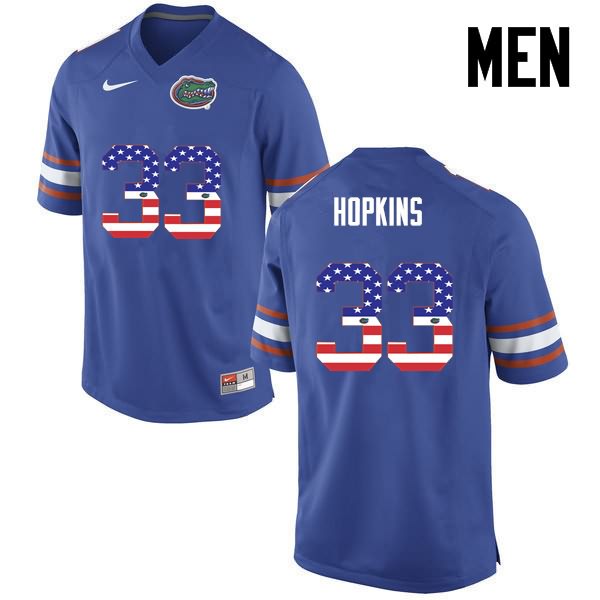 NCAA Florida Gators Tyriek Hopkins Men's #33 USA Flag Fashion Nike Blue Stitched Authentic College Football Jersey OKA8664VM